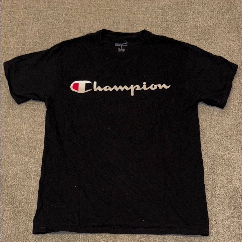 Champion Black Tee with Logo